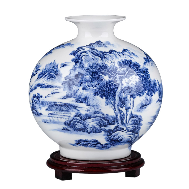 Jingdezhen ceramic blue and white porcelain vases, flower arrangement furnishing articles sitting room home TV ark, study Chinese decorative arts and crafts