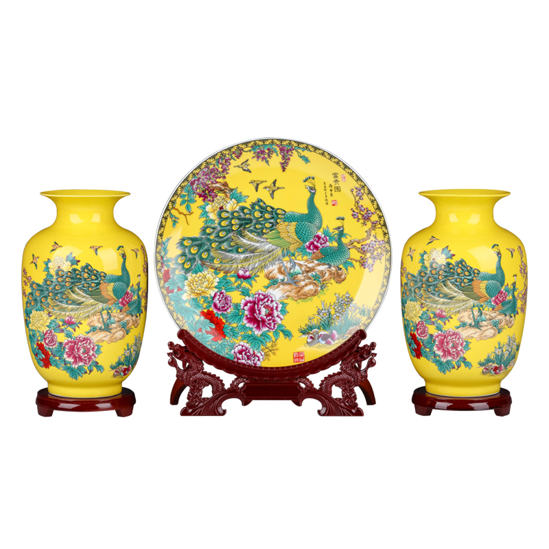 Jingdezhen ceramics three - piece floret bottle furnishing articles or flower arrangement of Chinese style household wine sitting room decoration