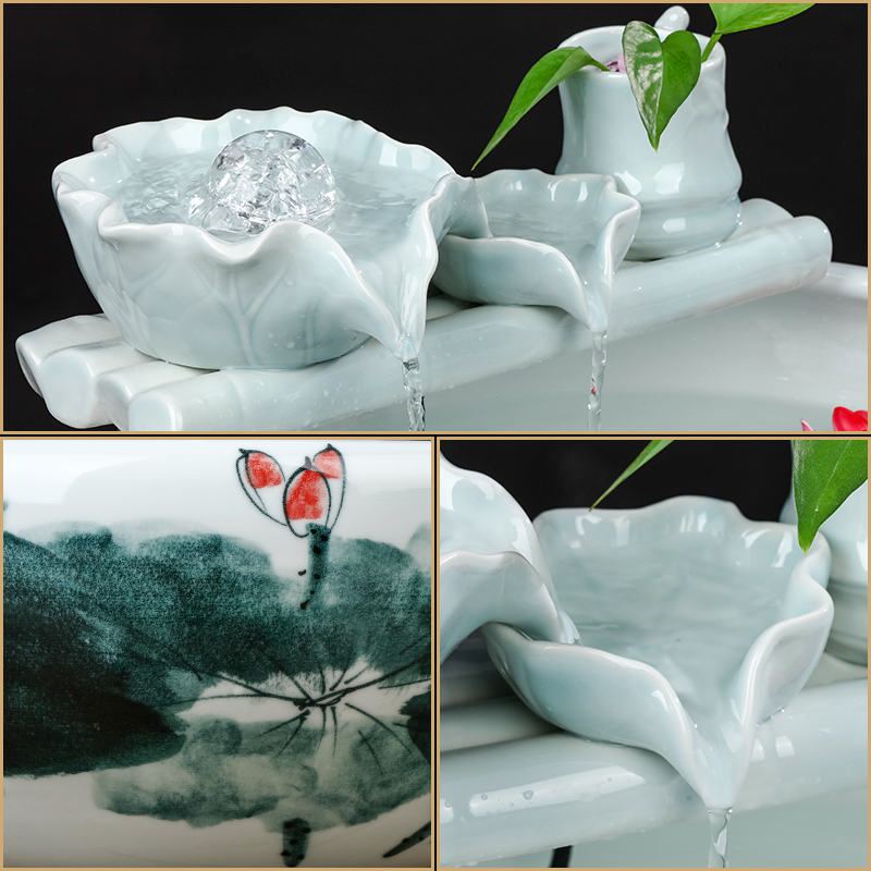 Jingdezhen ceramics modern Chinese style living room office fish basin creative furnishing articles home decoration aquarium water