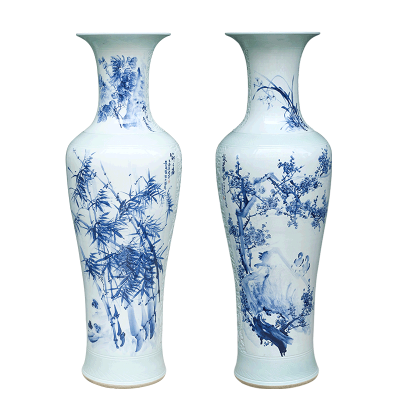 Jingdezhen ceramics hand - made large blue and white porcelain vase by 1 m 2 patterns sitting room place a housewarming gift