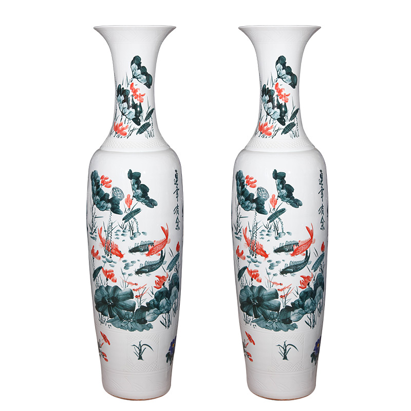 Jingdezhen ceramics hand - made landing big vase 1 m 6 Chinese style living room hotel villa furnishing articles housewarming gift