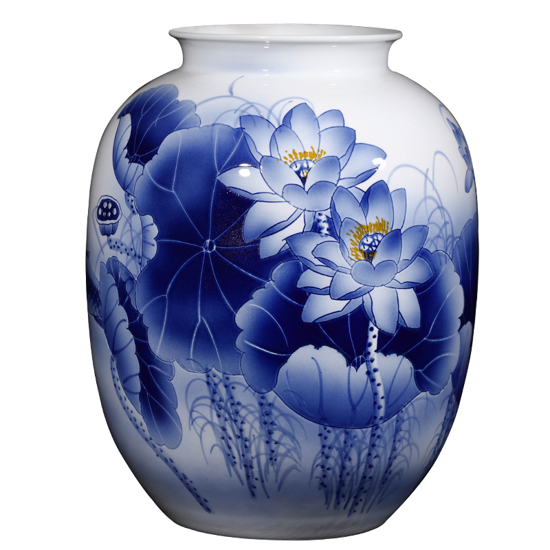 Jingdezhen ceramics hand - made archaize sitting room of large Chinese blue and white porcelain vase furnishing articles home decoration gifts