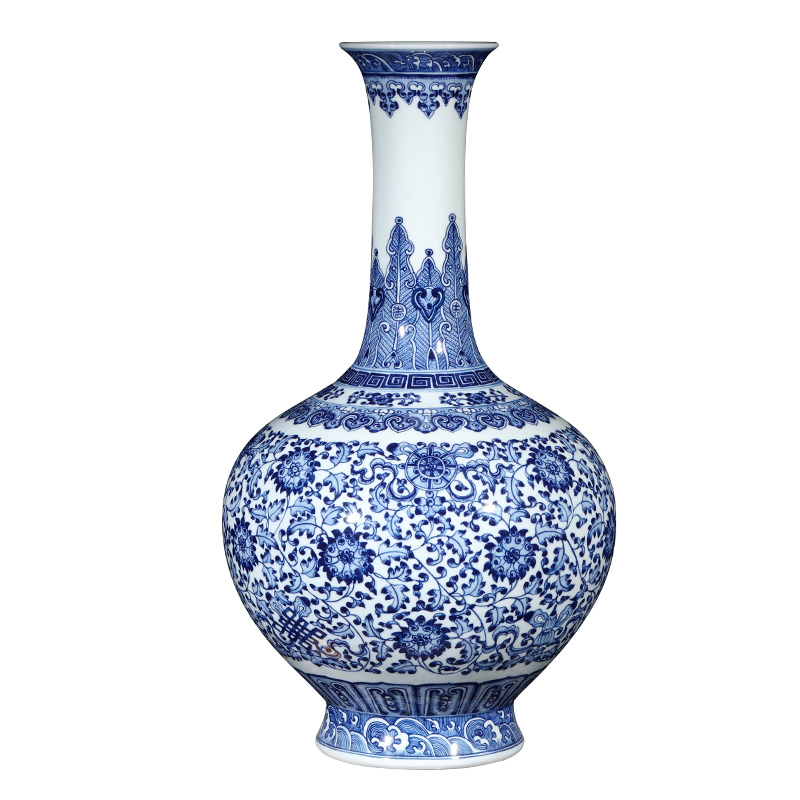 Jingdezhen ceramics imitation qianlong new Chinese blue and white porcelain vases, flower arrangement sitting room porch rich ancient frame furnishing articles