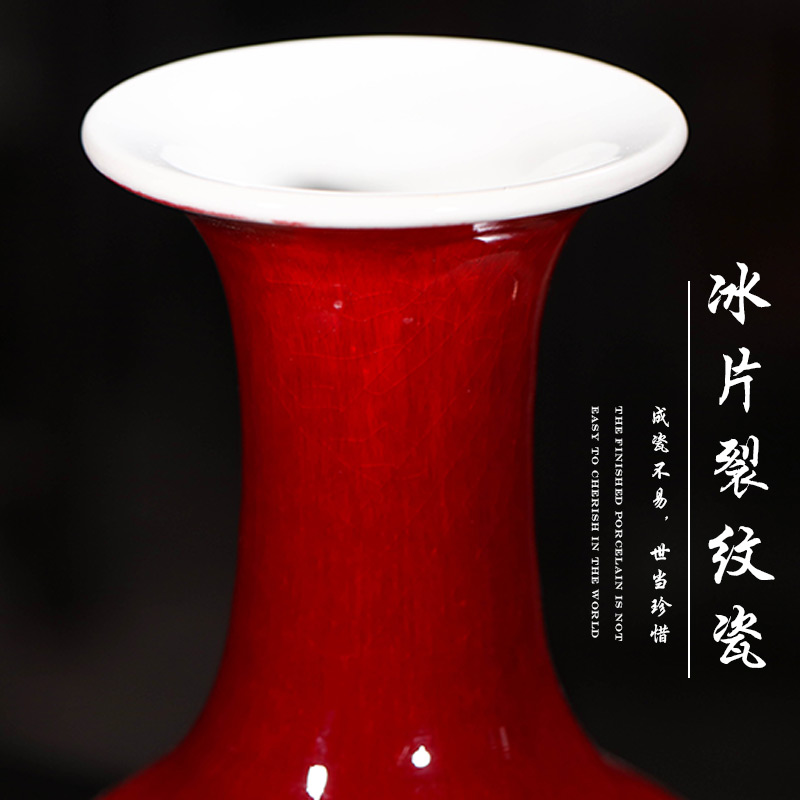 Jingdezhen ceramics archaize lang red crackle vases, flower arranging Chinese style restoring ancient ways household adornment handicraft furnishing articles