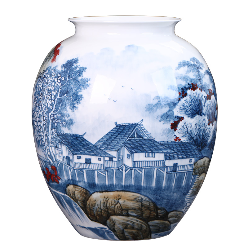 Jingdezhen ceramics famous master hand antique blue and white porcelain vase flower painting and calligraphy study landing place