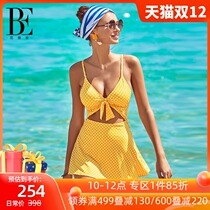 Vanderan one-piece swimsuit female sexy 2021 New gathers skirt high waist swimming hot spring swimsuit bikini