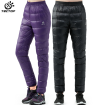 TECTOP outdoor down pants mens high waist thickened outer wear warm light white duck down womens windproof sports pants
