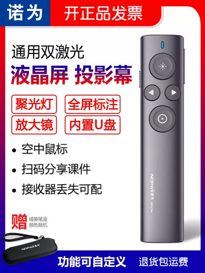 Nuowei N95Pro 듀얼 레이저 PPT 페이지 회전 펜 LED LED LED LED 스포트라이트 확대 및 USB 디스크로 레이블 충전 Nuowei N95Pro 듀얼 레이저 PPT 페이지 회전 펜 LED LED LED LED 스포트라이트 확대 및 USB 디스크로 레이블 충전