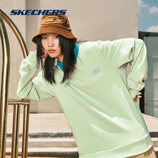 Skechers斯凯奇运动卫衣女2023春季新款情侣套头衫长袖宽松上衣男