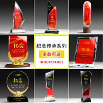 Trophy custom lettering red souvenir creative high-grade crystal medal anniversary activity Advanced Individual Team Award