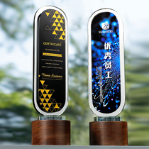 Creative Crystal Trophy Customized Honor Medal Excellent Staff Team Souvenir Personality Pendtable Gift