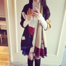 Scarf ladies autumn and winter Korean version of Joker plaid cashmere shawls dual-purpose extra-thick warm cloak