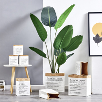 ins Wind Nordic paper bag cowhide bag home living room decoration small creative simple flowerpot Flower Arrangement Vase