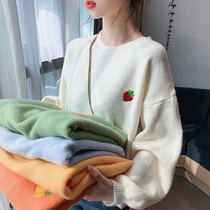 2021 new Fashion relaxation outside wearing Lazy Thickened Sweater Womens Day Ensemble of the inner lap-knitted sweatshirt of the autumn winter gamewear