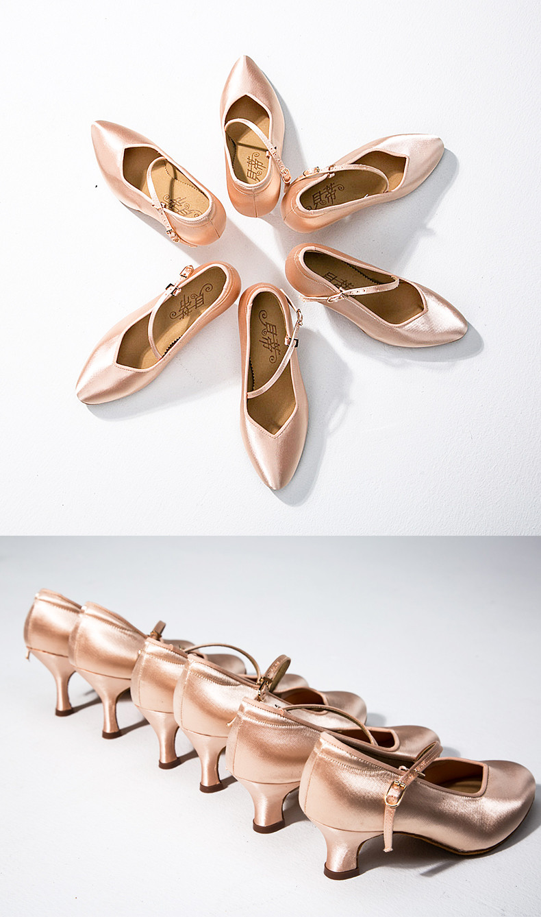 贝蒂真皮拉丁舞鞋女成人软底舞蹈鞋四季中高跟新款广场交谊舞138_不