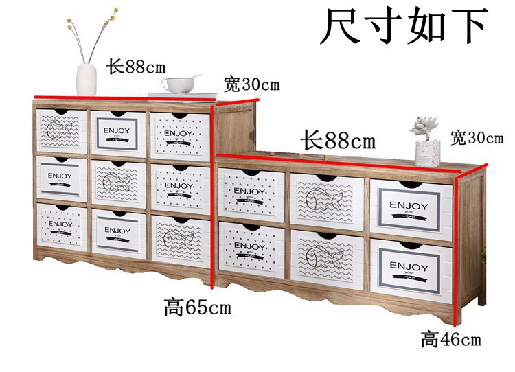 Tủ đựng đồ bằng gỗ nguyên khối đơn giản Kiểu ngăn kéo Bắc Âu có khoảng trống tủ đựng đồ phòng ngủ trẻ em Tủ đầu giường tủ TV mới - TV
