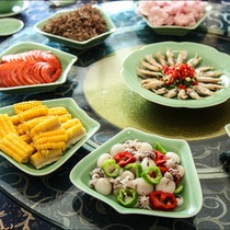 Longquan rhyme home festive celadon tableware set Chinese retro porcelain dish combination set ceramics