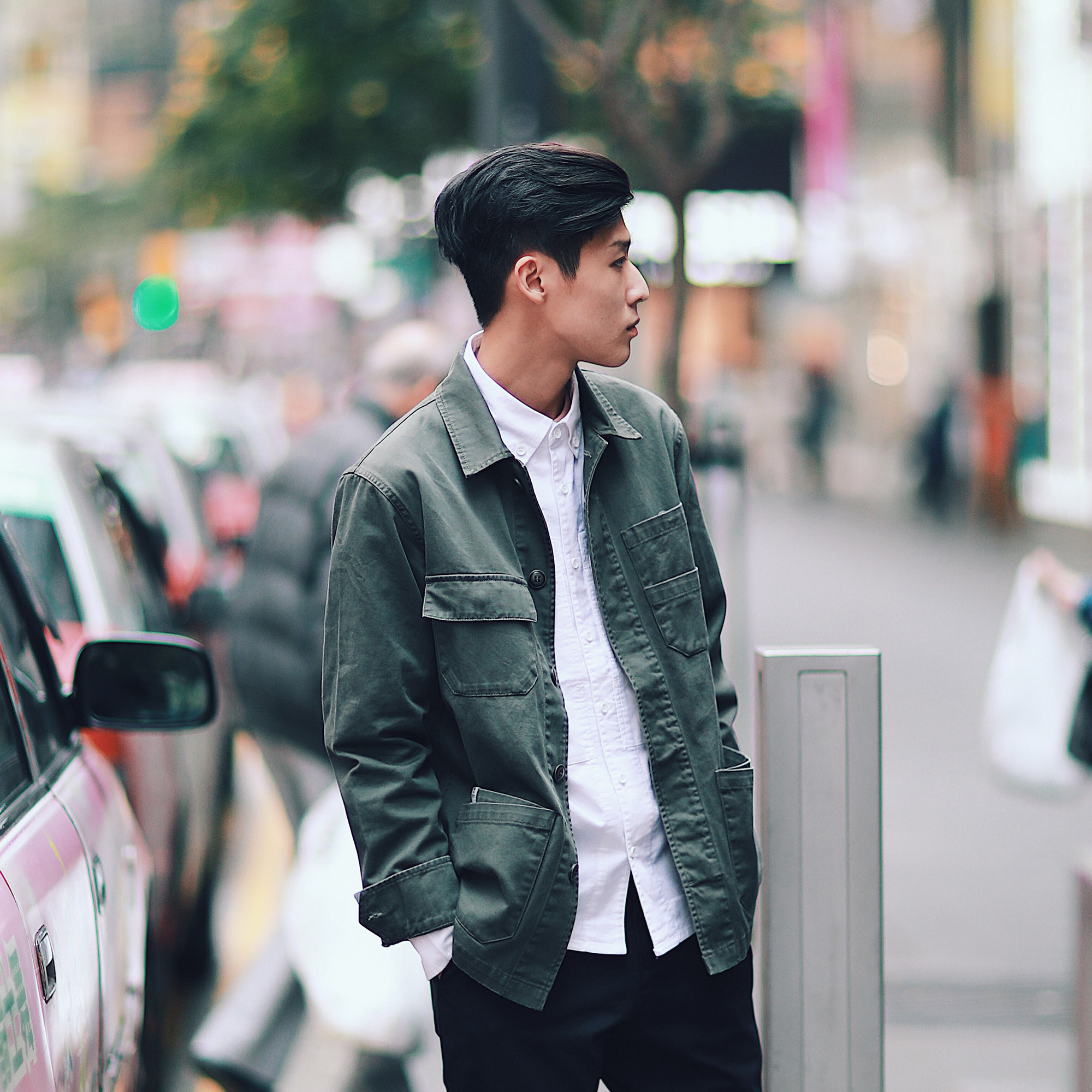 pso brand 17ss 春夏新款纯棉水洗做旧斜纹多口袋工装夹克 潮男_不