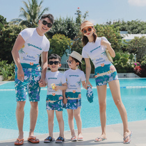 ins Wind parent-child beach pants split skirt style flat corner slim belly belly swimwear a family of four swimsuits Korean version