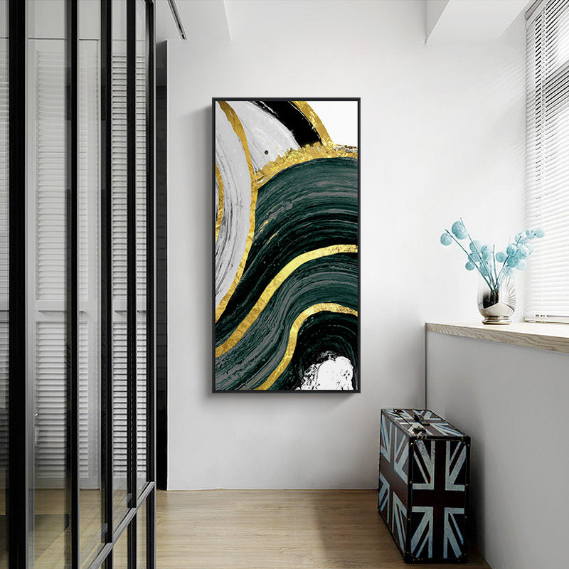 入户玄关装饰画过道竖版墙画会所酒店轻奢壁画抽象创意挂画大尺寸