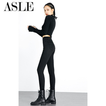 Black high-waisted jeans womens small feet trousers 2021 autumn new thin high slim tight nine-point pants