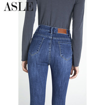 Dark blue jeans womens high waist small feet nine-point pants 2021 spring and autumn new high stretch tight slim trousers