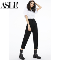 Black high-waisted dad jeans women 2021 new spring and autumn loose wide legs thin Joker Harlan ankle-length pants summer