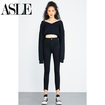 Black high-waisted jeans womens eight-point pants 2021 autumn new skinny skinny high nine-point pants