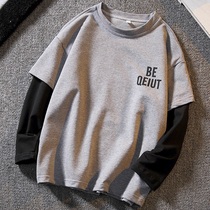 Boy long sleeve T-shirt 2021 new children Spring and Autumn pullover base shirt in the big boy foreign fashion clothes boy trend