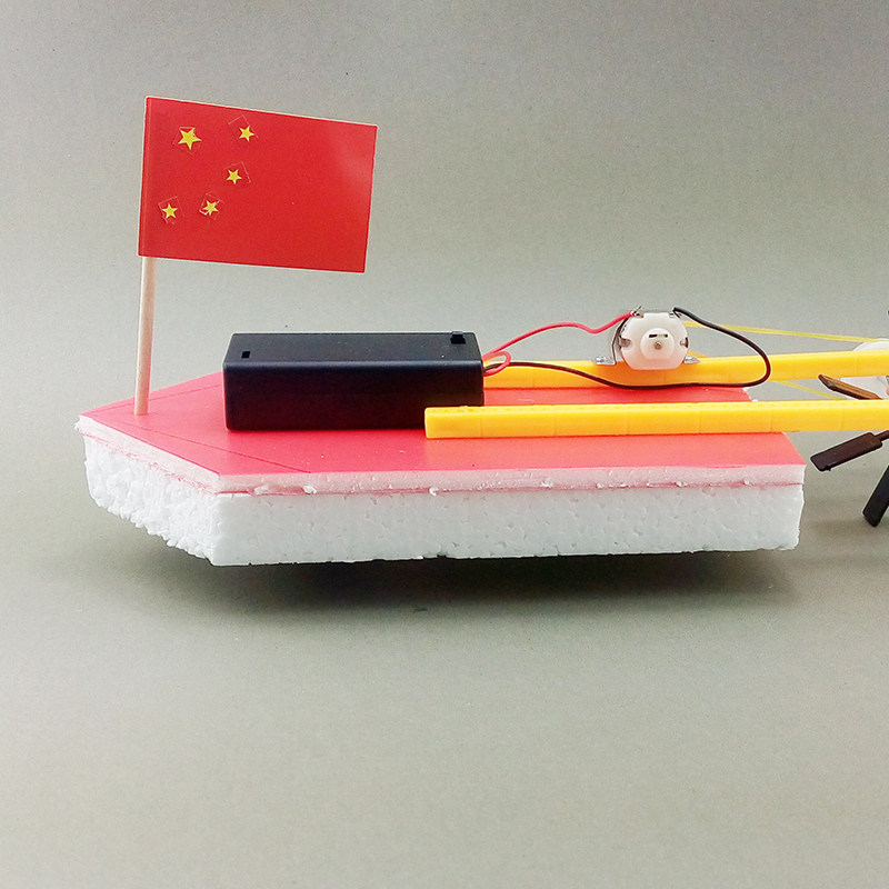 科学小制作diy发明材料 泡沫小冲锋艇船 儿童科技小制作电动材料_双氙