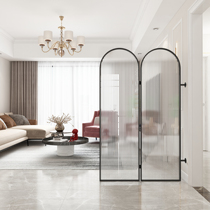 Nordic long iridescent glass folding mobile entrance decoration Xuanguan Living room light and luxurious rattan chiron art screen modern brief