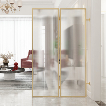 Light Extravagant Iron Art Long Iridescent Glass Folding Removable Hotel Clubhouse Office Screen Living-room Bathroom Shielded Decoration