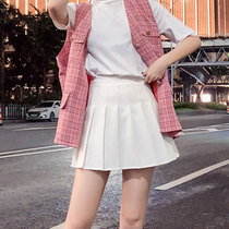 2021 new spring and autumn pleated skirt large size short skirt female summer high waist A-line skirt student anti-walking short skirt skirt