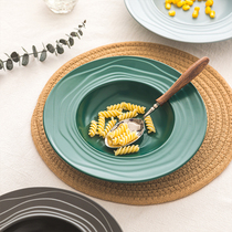 Advanced senses Home Ceramic Pasta Dishes Ins Wind Retro Mesh Red Western Dining Dinner Plate Creative Dish Tray Deep Disc Sauces