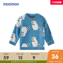 moomoo Childrens clothing Boys sweater spring and autumn new baby foreign style cartoon sweater childrens pure cotton sweater cute
