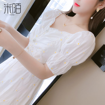 White chiffon jumpsuit skirt womens summer dress 2021 new waist thin summer temperament goddess clothes