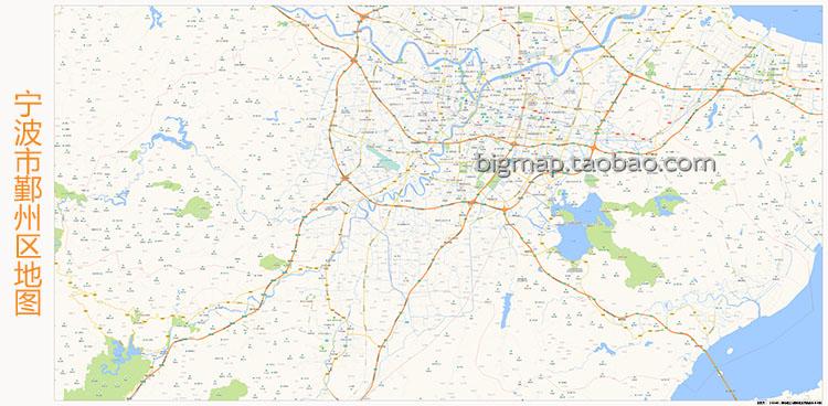 宁波市鄞州区地图高清定制房地产快递公司银行商业机构办公室画芯