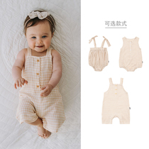 UK NEXT Tong dress colour cotton jacquard plaid baby pure cotton light thin gauze summer one-piece clothes baby out climbing