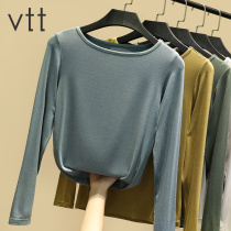 Leggings womens long sleeves Modal thin crewneck solid color slim fit with black slim T-shirt Korean version of the top tide