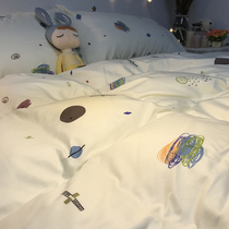 Abstract Art Graffiti Four Piece Cotton Cotton Rice White Bottom Simple ins Style Student Single Apartment quilt cover