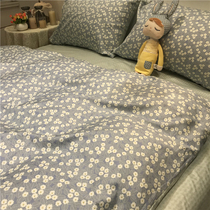 Blue Flower small floral denim cotton cotton 1 5m1 8 meters American pastoral style lady sheets sheets