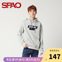 SPAO mens sweater mens spring new solid color sweater hooded color sports top men SPMH922H02