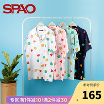 SPAO Crayon Xiaoxin joint new pajamas womens summer casual short-sleeved couple home wear suit SPPP936D01