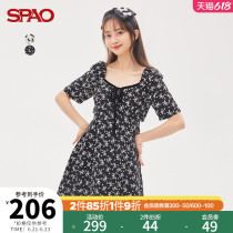 SAO ladies dress dress 2022 Summer new full print Dew Waist Design Tandem Dress