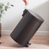 Trash can 5L slow down pedalling black and white grey round waste paper basket cleaning toilet living-room with covered containing cylinder