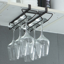 Red wine cup holder upside down kitchen non-perforated red wine cabinet European sandwich board wine hanging goblet storage rack