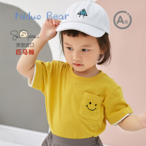 Nile Bear Summer Men and Women Baby Short Sleeve T-Shirt Cotton Childrens Wear Breathable Round Neck 2021 New Products