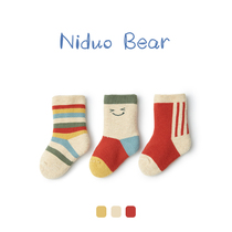 Nido bear baby socks winter thickened warm baby socks newborn terry childrens stockings autumn and winter pure cotton