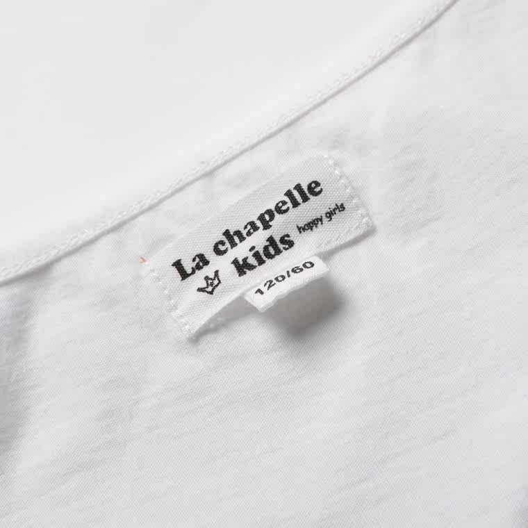 拉夏贝尔2015夏新品 字母印花短袖圆领白色蕾丝T恤 女90100352