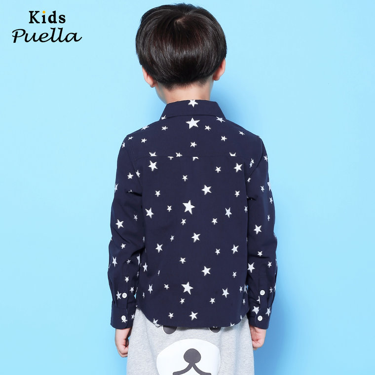 拉夏贝尔KIDS2015秋新款星星印花衬衫童装 男90100491